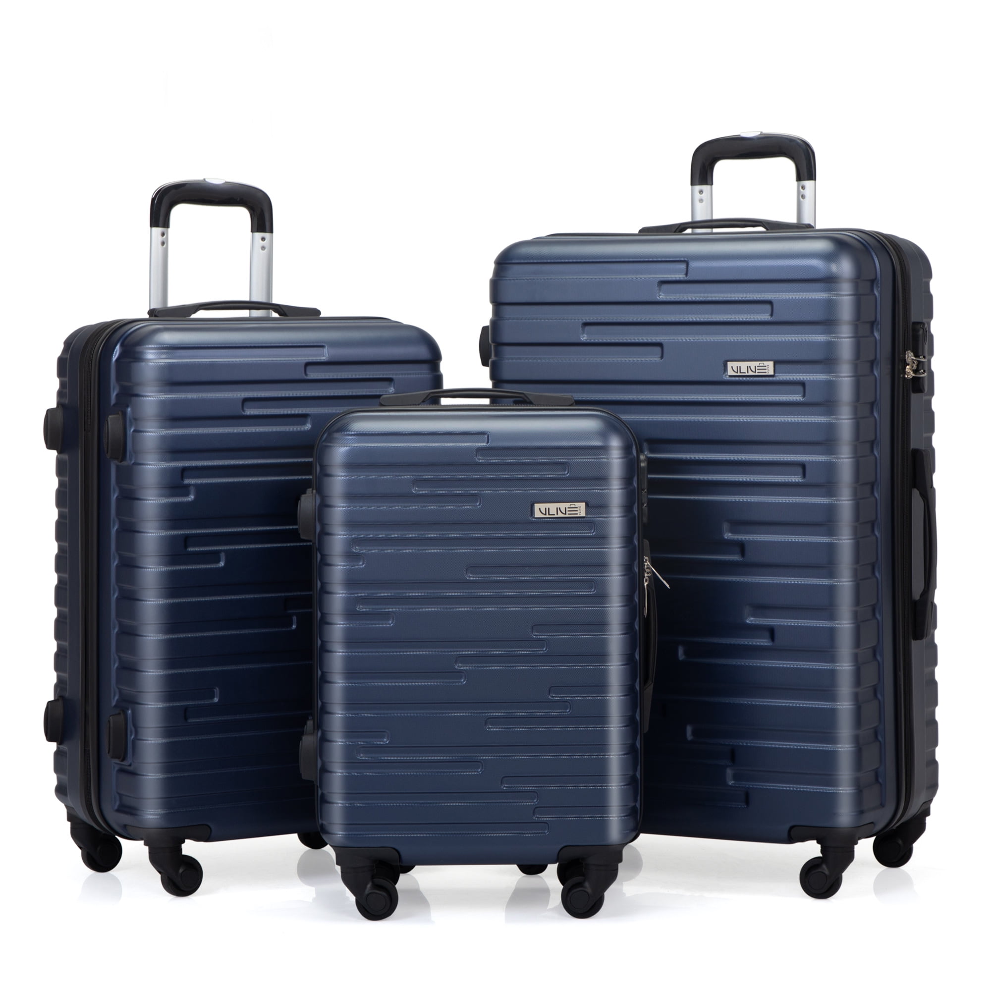 VLIVE 3 Pcs Luggage Travel Set Bag ABS Hard Shell Trolley Commercial  Suitcase W/ Spinner Wheels 