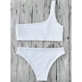 thumbnail image 4 of ZAFUL for Women One Shoulder Bikini Top and Bottoms White L, 4 of 5