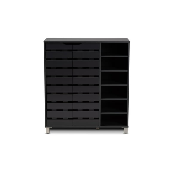 Baxton Studio Shirley Modern Dark Grey 2-Door Shoe Cabinet