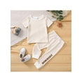 thumbnail image 2 of hirigin Baby Kid Pants Set, Short Sleeve T-shirt with Letters Print Long Pants for Girls Boys, 2 of 9