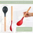 thumbnail image 3 of CLEANCOOL 2 Pieces Silicone Nonstick Mixing Spoon Kitchen Cooking Spoons Serving Spoon with Wooden Handle Heat Resistant Utensil Spoons for Mixing, Baking, Serving and Stirring (Green, Pink), 3 of 9