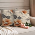 thumbnail image 2 of Burnt Orange Grey Outdoor Waterproof Pillow Covers, Vintage Spring Floral Botanical Decorative Square Throw Pillowcase Sofa Cushion Sham for Patio/Couch/Chair, 18"x18" 2 Pack, 2 of 8