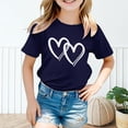 thumbnail image 2 of CPNG Girls and Boys Summer T Shirt Comfortable Breathable Casual Heart Print Short Sleeve Crewneck Fashion T Shirt(Navy,12-13 Years), 2 of 8