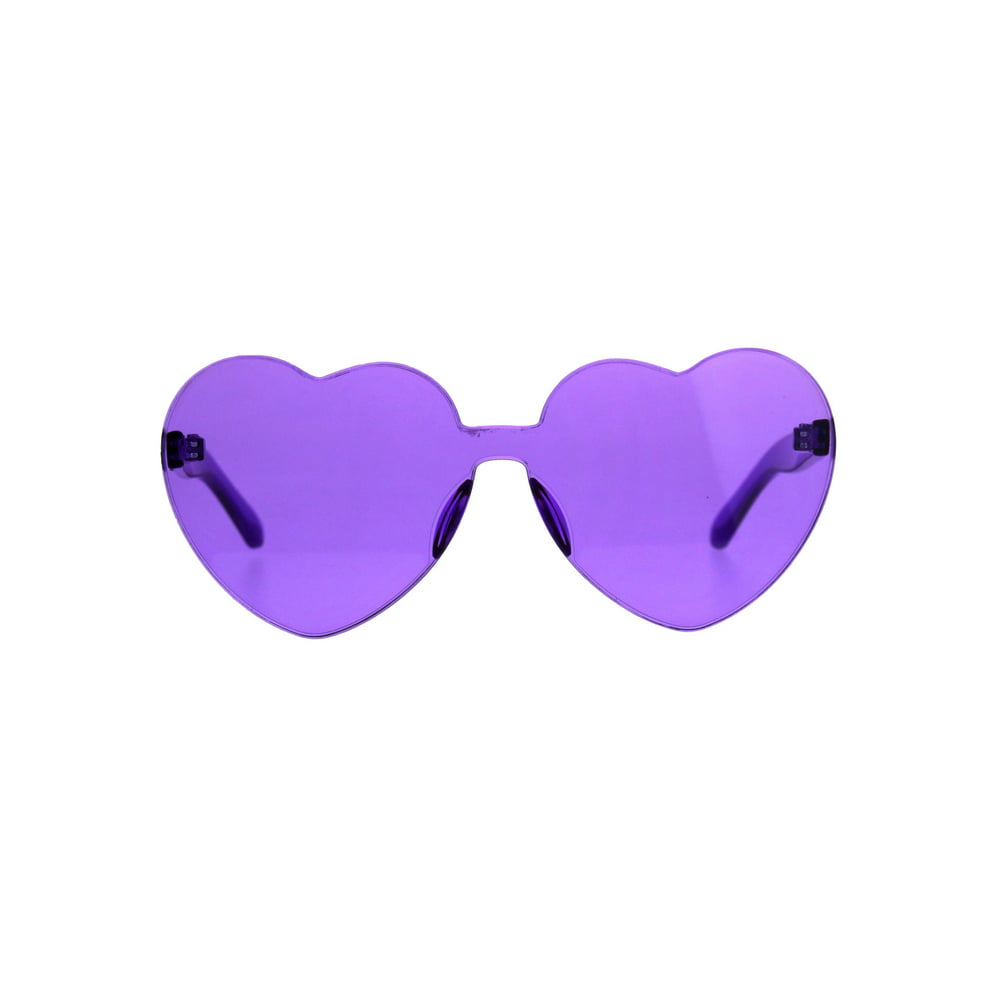 SA106 - Womens Heart Shape Thick Panel Rimless Plastic Sunglasses ...