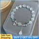 thumbnail image 2 of Moonlight Crystal Bracelet Opal Sea Blue Treasure Light Luxury Leaves Butterfly Elastic Bracelet Girls Women Jewelry Accessories, 2 of 4