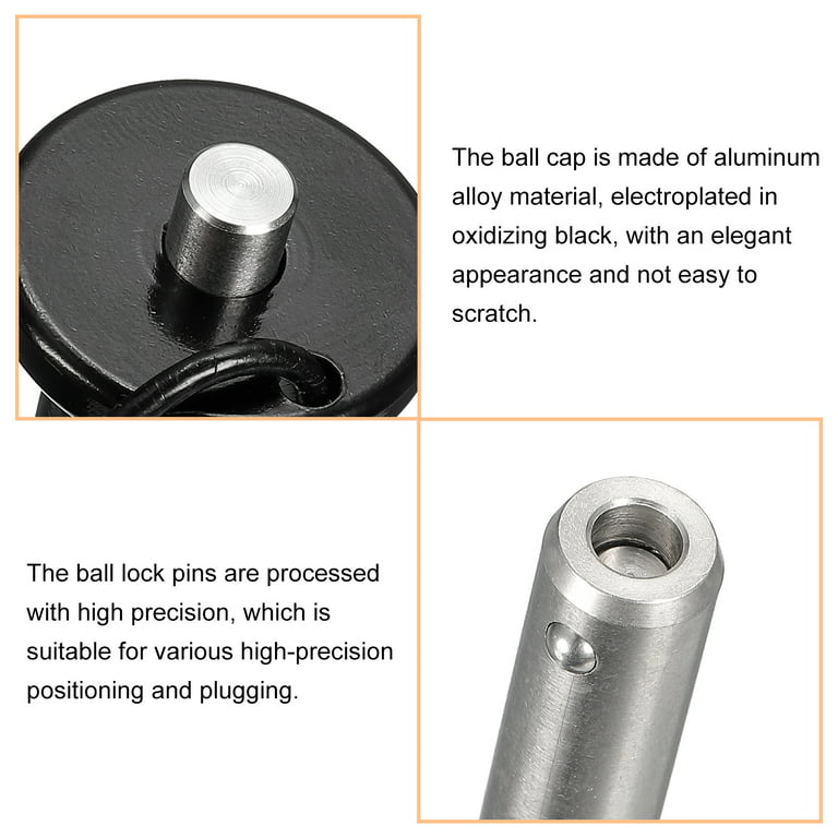 Stainless Steel Pin Locking Pin, Push Button, 1/4 inch 6mm Diameter 40mm, Size: 40 mm, Black