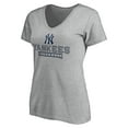 thumbnail image 2 of Women's Gray New York Yankees Evanston Stencil V-Neck T-Shirt, 2 of 3