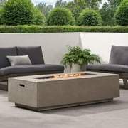 Hearth Outdoor 50,000 BTU Lightweight Concrete Rectangular Fire Pit (No Tank Holder), Light Gray