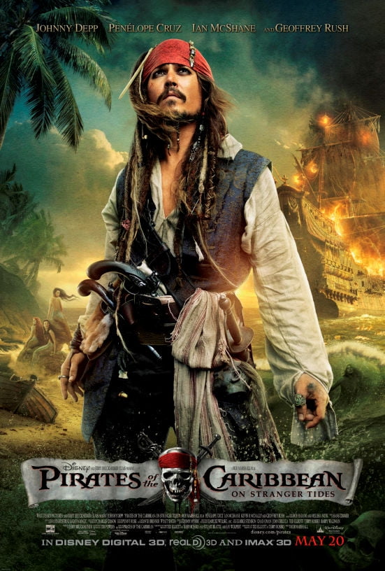PIRATES OF THE CARIBBEAN ~ ON STRANGER TIDES JACK STARE DOOR 21x62 MOVIE POSTER 