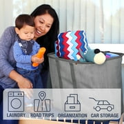 CleverMade Collapsible Fabric Laundry Hamper LUXE, Gray, Adult