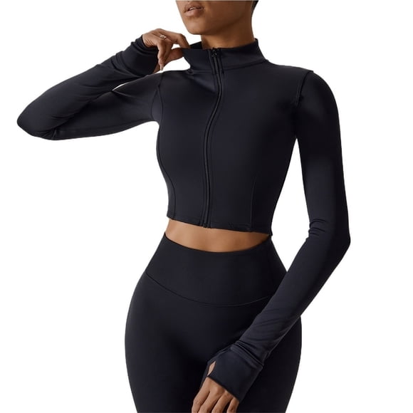Chaqueta de Yoga for mujer, chaqueta de Yoga deportiva for correr al aire libre con cremallera, chaqueta de manga larga, ropa de Yoga de secado rápido for niñas