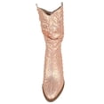 thumbnail image 4 of Forever Women’s Rhinestone Cowboy Boots – Sparkly Western Mid Calf Boots, Glitter Cowgirl Boots with Chunky Heel, Pointed Toe Bling Fashion Boots for Women RIVER-35 Rose Gold 6, 4 of 5