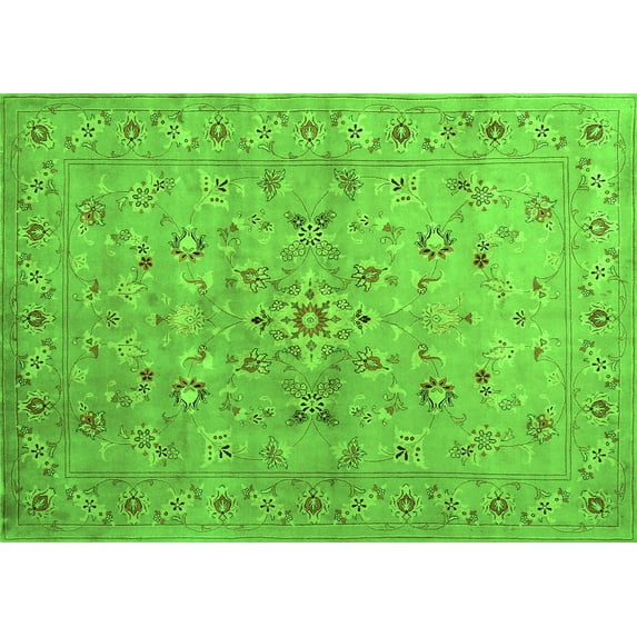 Ahgly Company Indoor Rectangle Abstract Green Contemporary Area Rugs, 5' x 7'