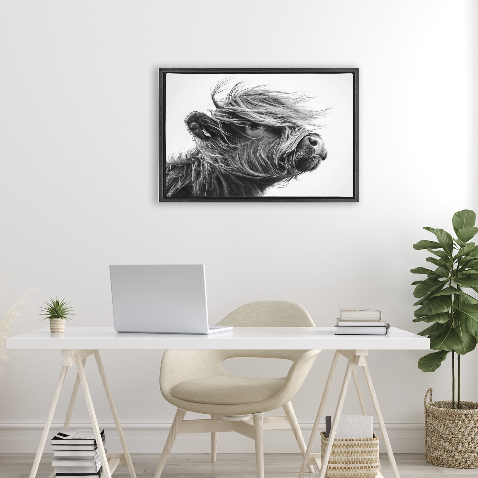 Stupell Industries Handsome Highland Portrait Black Framed Floater Canvas Wall Art, design by Tina LeCour