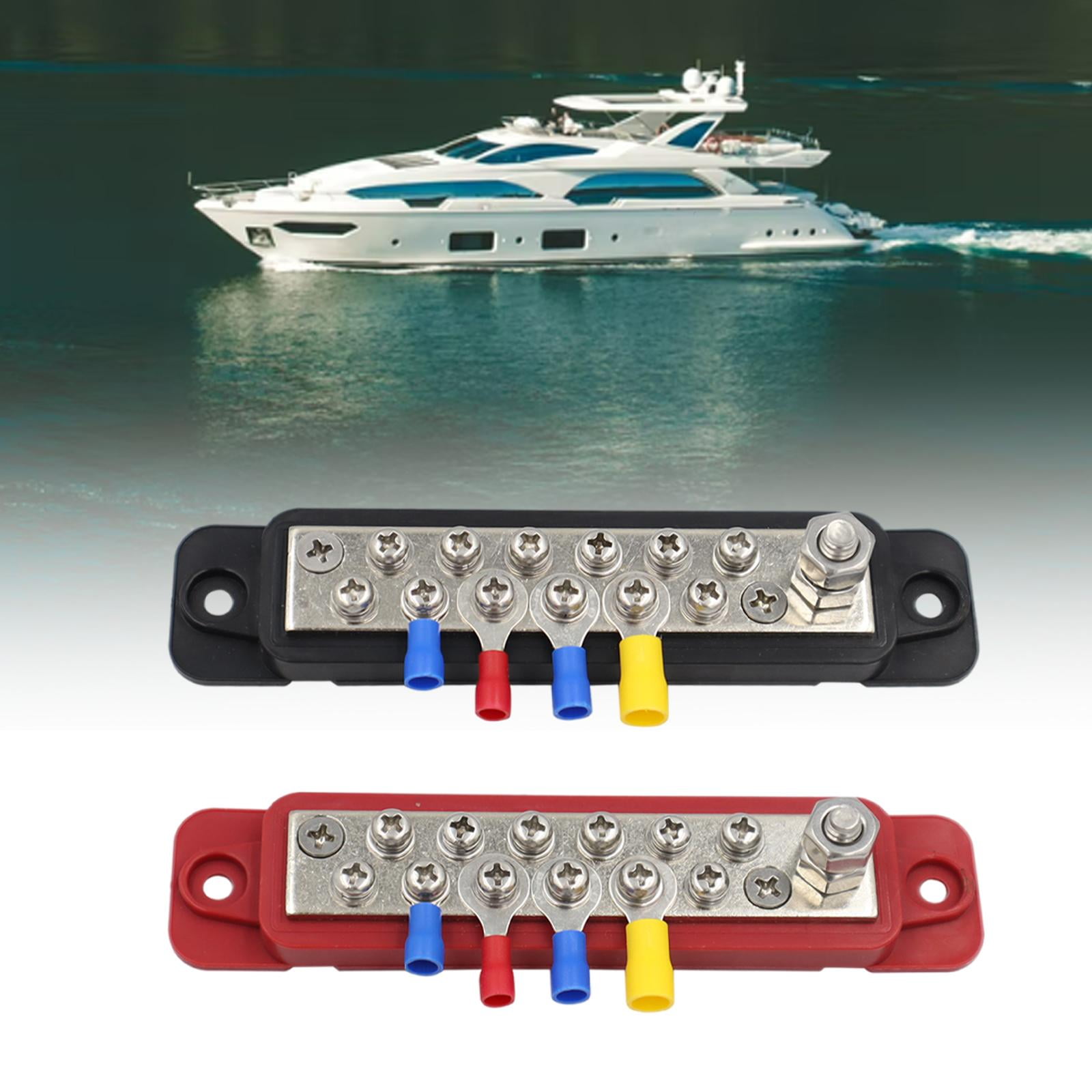 funtasica 1 Pair 12 Terminal Ground Distribution Block Kit / /48V DC Buss Bar with Terminal