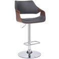thumbnail image 1 of Armen Living Aspen 25-33" Modern Faux Leather Swivel Bar Stool in Gray/Walnut, 1 of 9