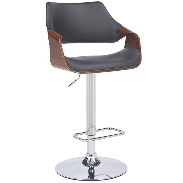 Armen Living Aspen Tabouret de Bar Pivotant en Faux Cuir Moderne 25-33 Pouces Gris/noyer