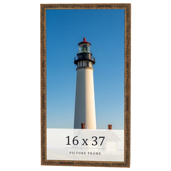 16x37 Frame Gold Kingsley Distressed Solid Wood Picture Frame Width 0.75 Inches | Interior Frame