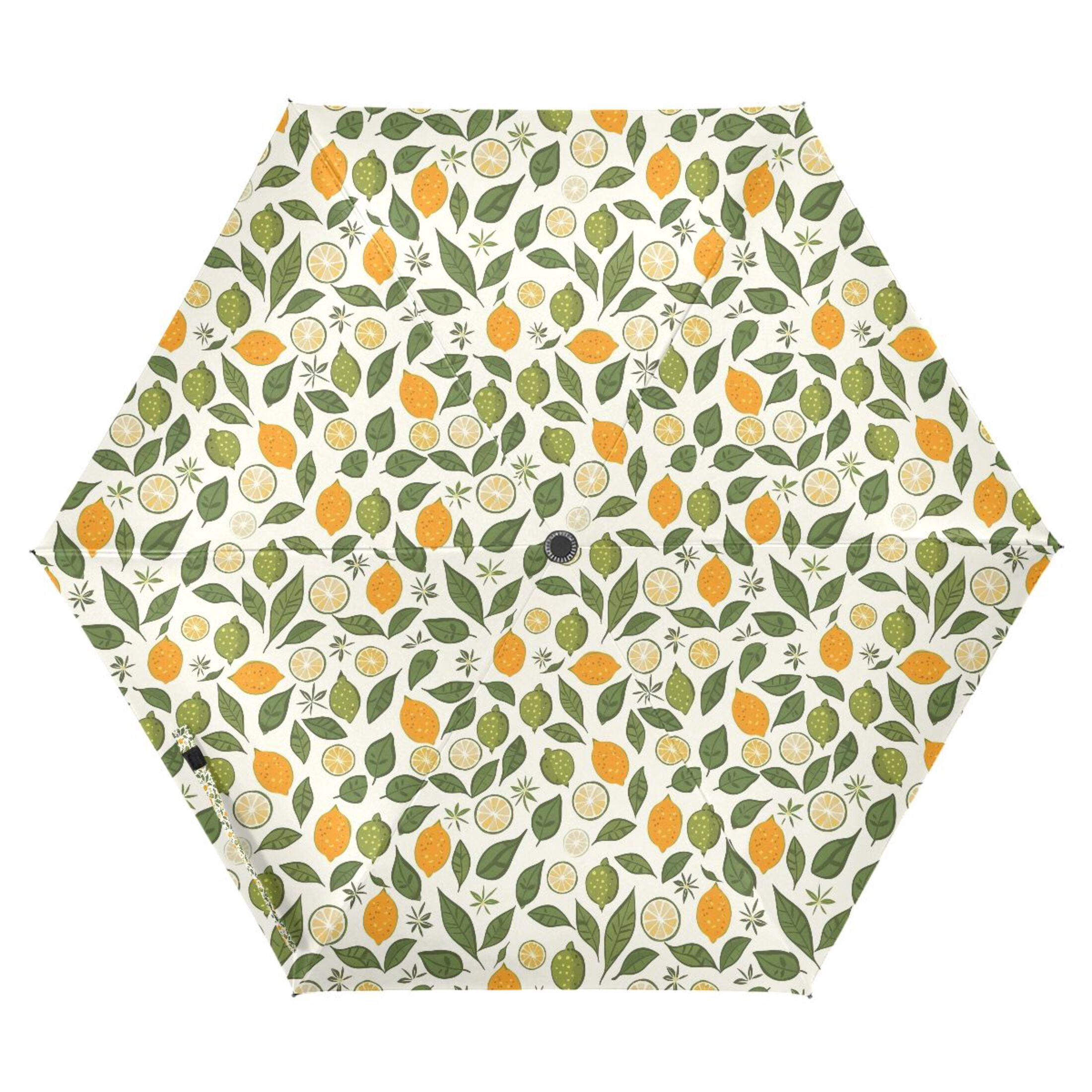 Lemon Limes Leaf Compact Sun Umbrella Windproof Travel Umbrellas for Rain Strong Portable UV Protection