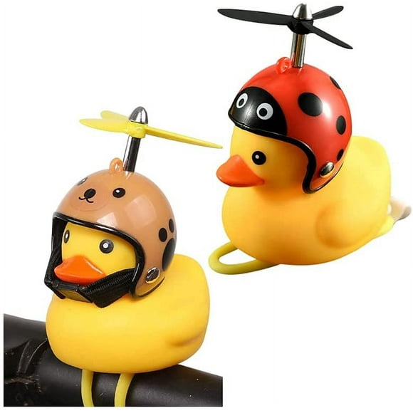 G Need Brown Yellow Duck Bike Bell, Bike Horn for Kids, Yellow Rubber Bike Accessories with LED Light - Compatible with Kids, Toddlers, Adults
