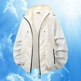 thumbnail image 2 of MIXUE Mens Coats And Jackets Autumn Winter Solid Color Hooded Long Sleeve Zip Up Loose Casual Coat Outwear,White,M, 2 of 4