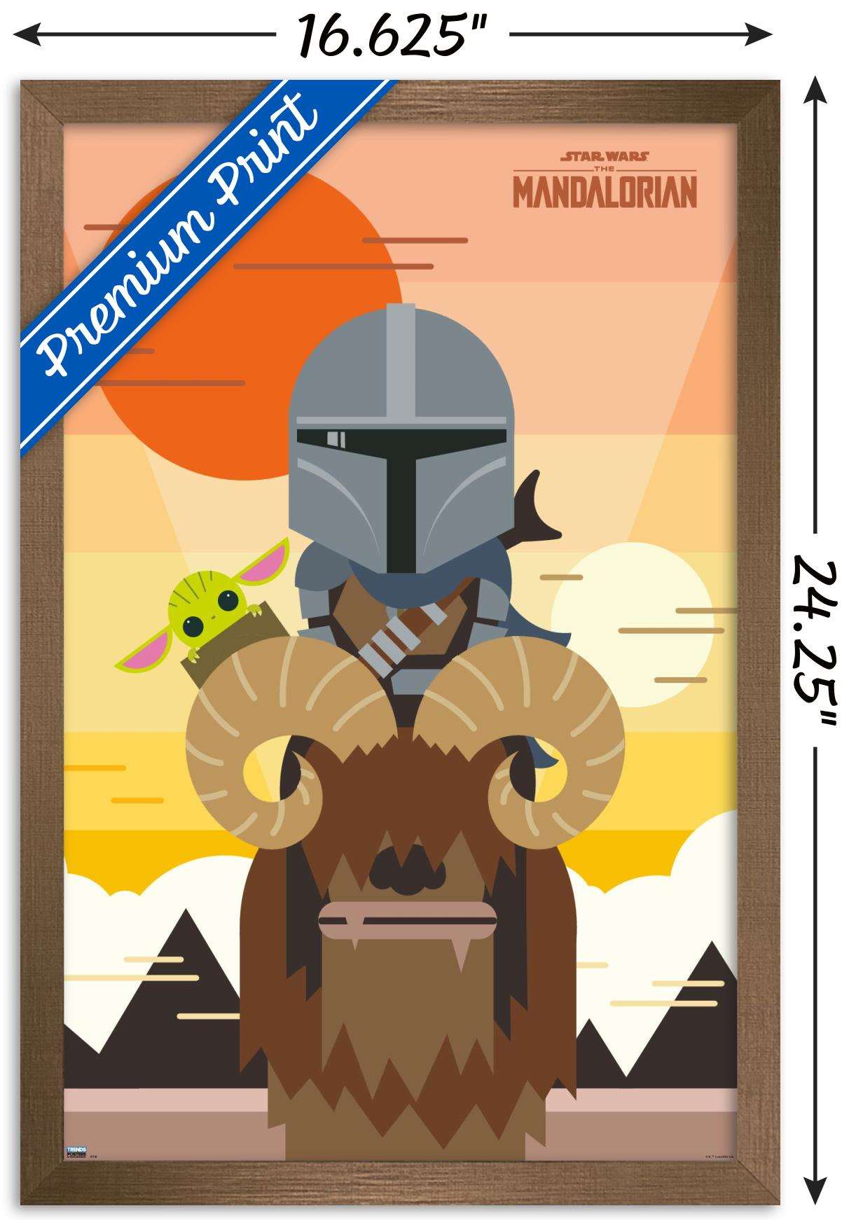 Star Wars: The Mandalorian - Geo Pop Sunset Wall Poster, 14.725" x 22.375", Framed