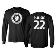 Chelsea New Soccer Shirt Cristian Pulisic #22 Men's Long Sleeve T-Shirt (Black, Small)