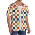 thumbnail image 2 of Balery Floral Checkerboard Men's Casual Button Down Shirt Short Sleeve Textured Summer Cuban Beach Shirts-4X-Large, 2 of 7