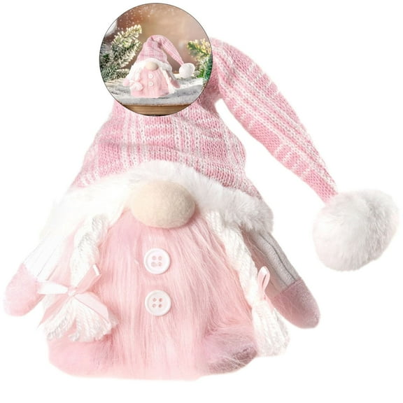 WNFJR Lighted Christmas Gnome, Handmade Sequins Hat, Pink Light Up Elf Plush Holiday Present, Winter Tabletop Christmas Party Decorations, Battery Operated