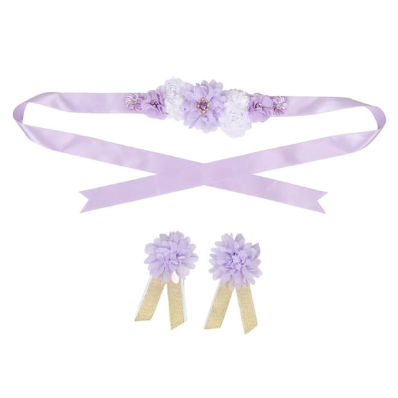 OUNONA 1Set Violet Maternity Flower Sash Belt Comfortable Adjustable Belly Sash for Special Occasions