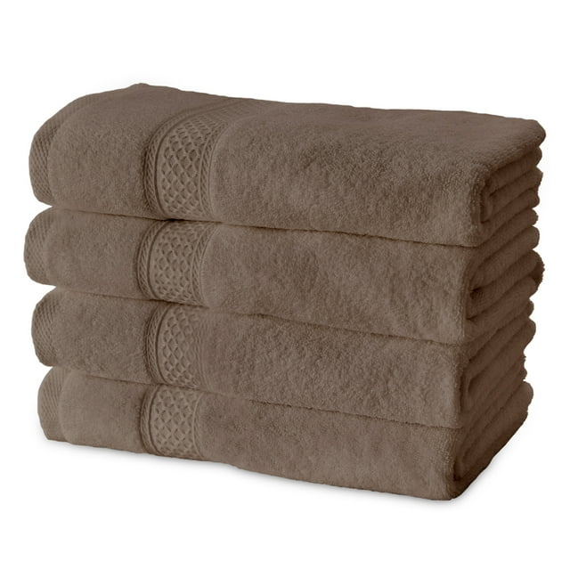 Gogreen 100% Cotton Bath Towel Sets of 4 Pieces, 4 Bath Towels, Highly Absorbent Towels for Bathroom, Gym, Hotel (Brown)