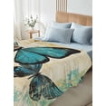 thumbnail image 4 of Retro Teal Butterfly Twim Size Flat Sheet, Wrinkleproof & Fadeproof Cooling Flat Bed Sheet Only, Summer Butterflies Vintage Breathable Soft Bedding Top Sheets 66 x 96 Inches, 4 of 8