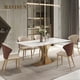 thumbnail image 5 of White Glossy Slate Dining Table Light Luxury Modern Minimalist High-end Designer Creative Rectangular Table And Chair Set My Lux Decor Round, 5 of 13