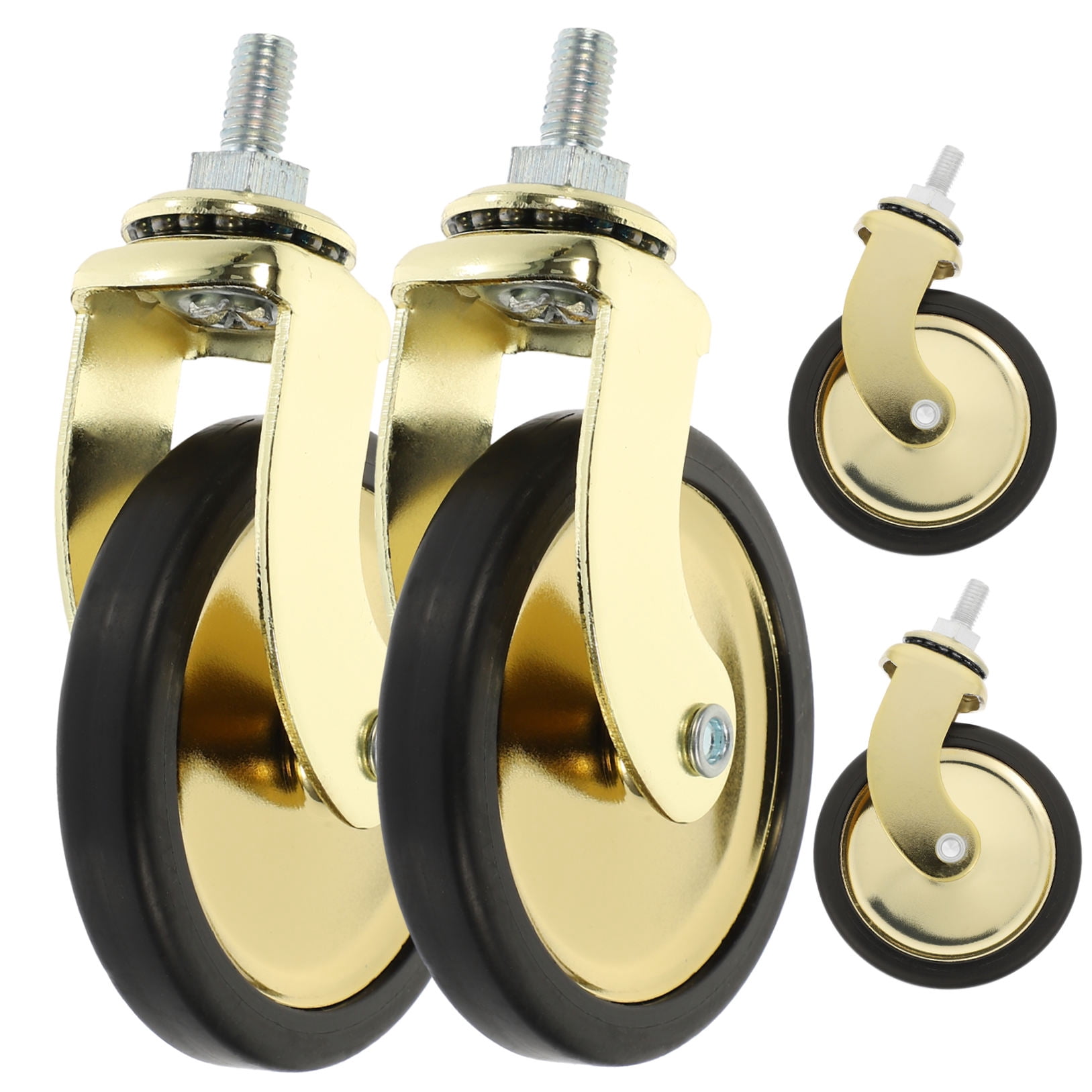 IBASETOY 4Pcs Golden Universal Caster Wheels for Furniture Smooth Roll Wear Resistant Office Chair Casters