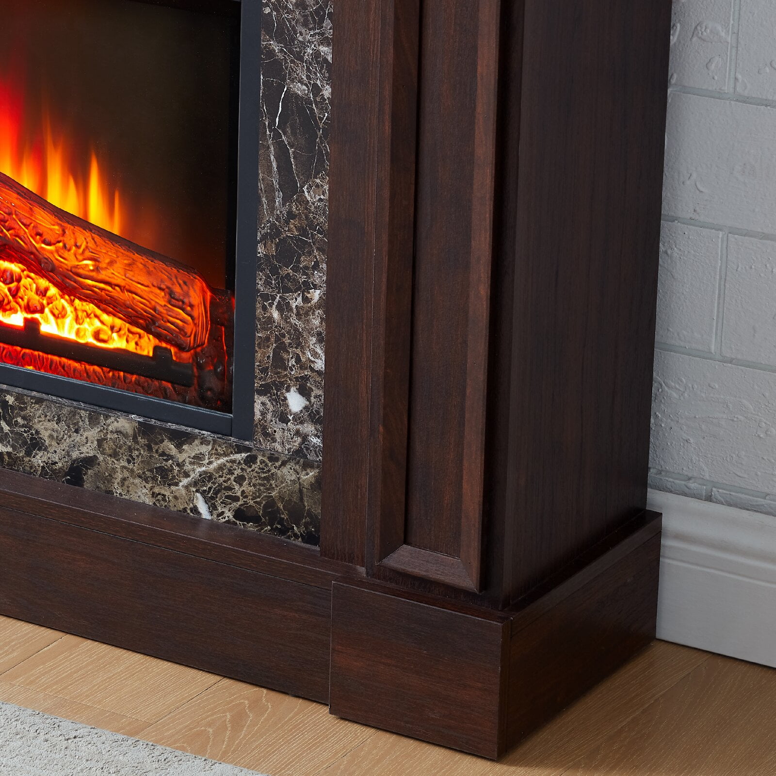 Electric Fireplace with Mantel, Fireplace Mantel, Fireplace Heater Freestanding, Realistic Stacked Stone Surround with Remote Control Timer LED Flame, Cherry Color