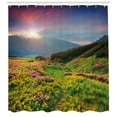 thumbnail image 2 of Ambesonne Nature Shower Curtain, Summer Scene Flowers, 69"Wx84"L, Pink Green Blue, 2 of 2