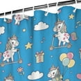 thumbnail image 3 of Blue Cartoon Unicorn Gift Balloon Cloud Pattern Shower Curtain 72"x84" ,Bathroom Decorative Shower Curtains Set with 12 Hooks,Modern Waterproof Washable Shower Curtain, 3 of 6