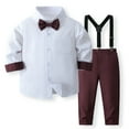 thumbnail image 2 of Toddler Baby Boy Outfit Spring Fall Button Down Long Sleeve Elastic Waist 0-24M Party Wear Set 2PCS, 2 of 7