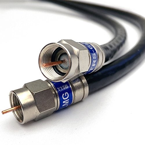 50ft rg6 coaxial cable weather seal anti corrosion brass compression connectors assemble in usa ul etl cmr rated catv rohs 75 ohm rg6 digital audio video broadband internet cable