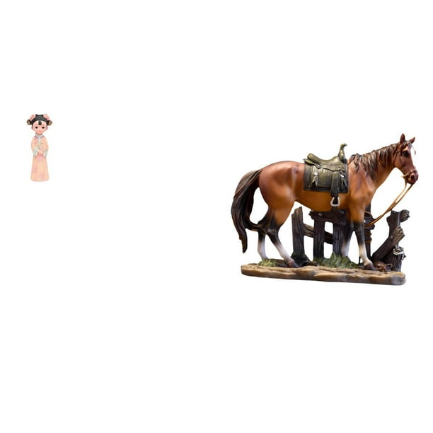 Escultura De Resina Tradicional China De Niña Y Caballo, Figura En Miniatura, Adorno Artístico Para Dormitorio, Oficina, Decoración Del Hogar, Colección De Regalos Para Amantes De Los