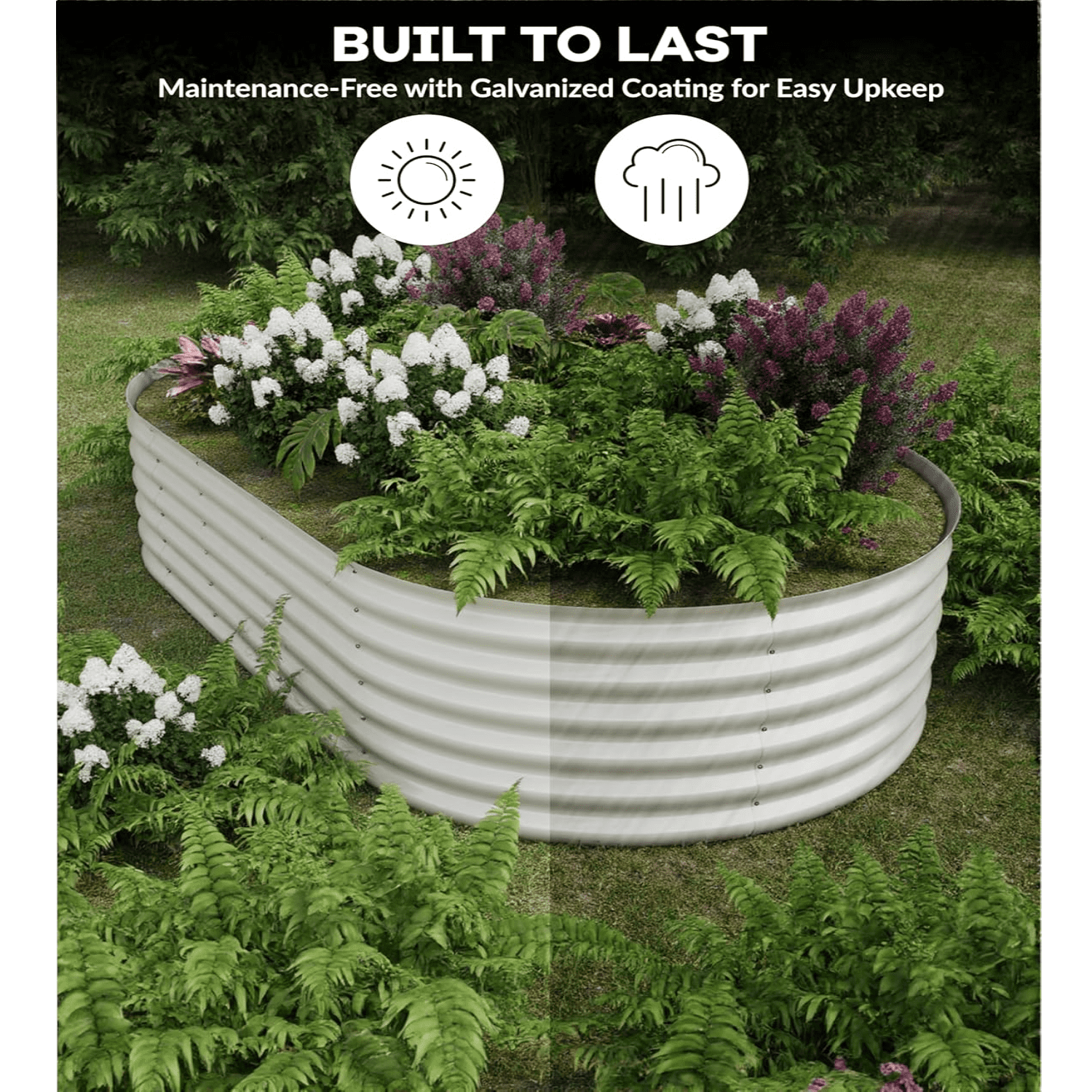Galvanized Tall Raised Garden Bed Kit, Oval Large Planting Box for Vegetables Flowers