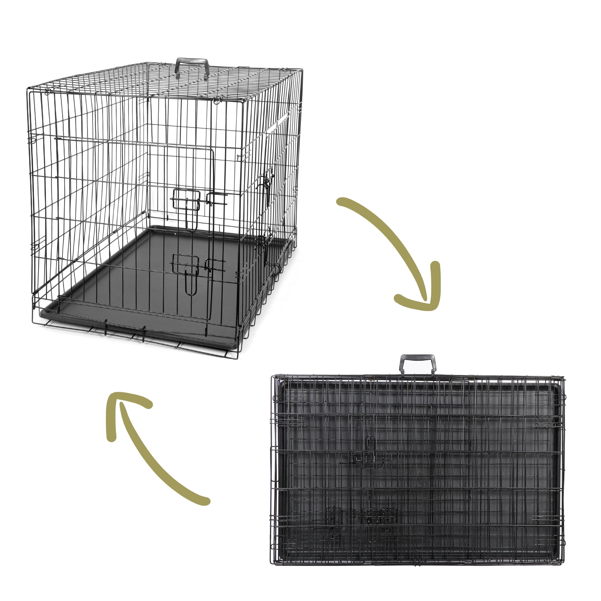 ZENY Folding Metal 36 Inches Double Door Dog Crate, Wire Dog Cage Indoor and Outdoor Pet Kennel with Tray