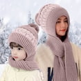 thumbnail image 4 of Winter Beanie Hat Women Slouchy Knit Warm Wool Scarf Integrated Pullover Cute Parent Child Knitted Cap, 4 of 6