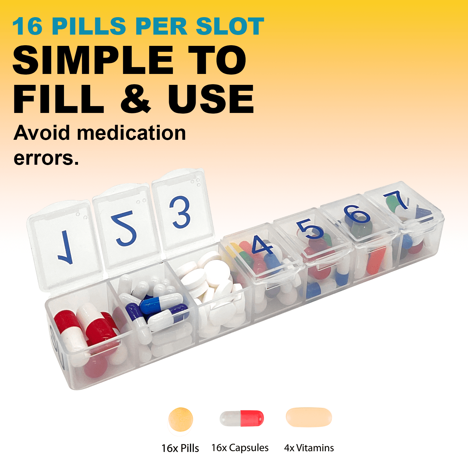 e-Pill 7 Times a Day x 7 Day Clear Weekly Pill Organizer Set with Clear Case