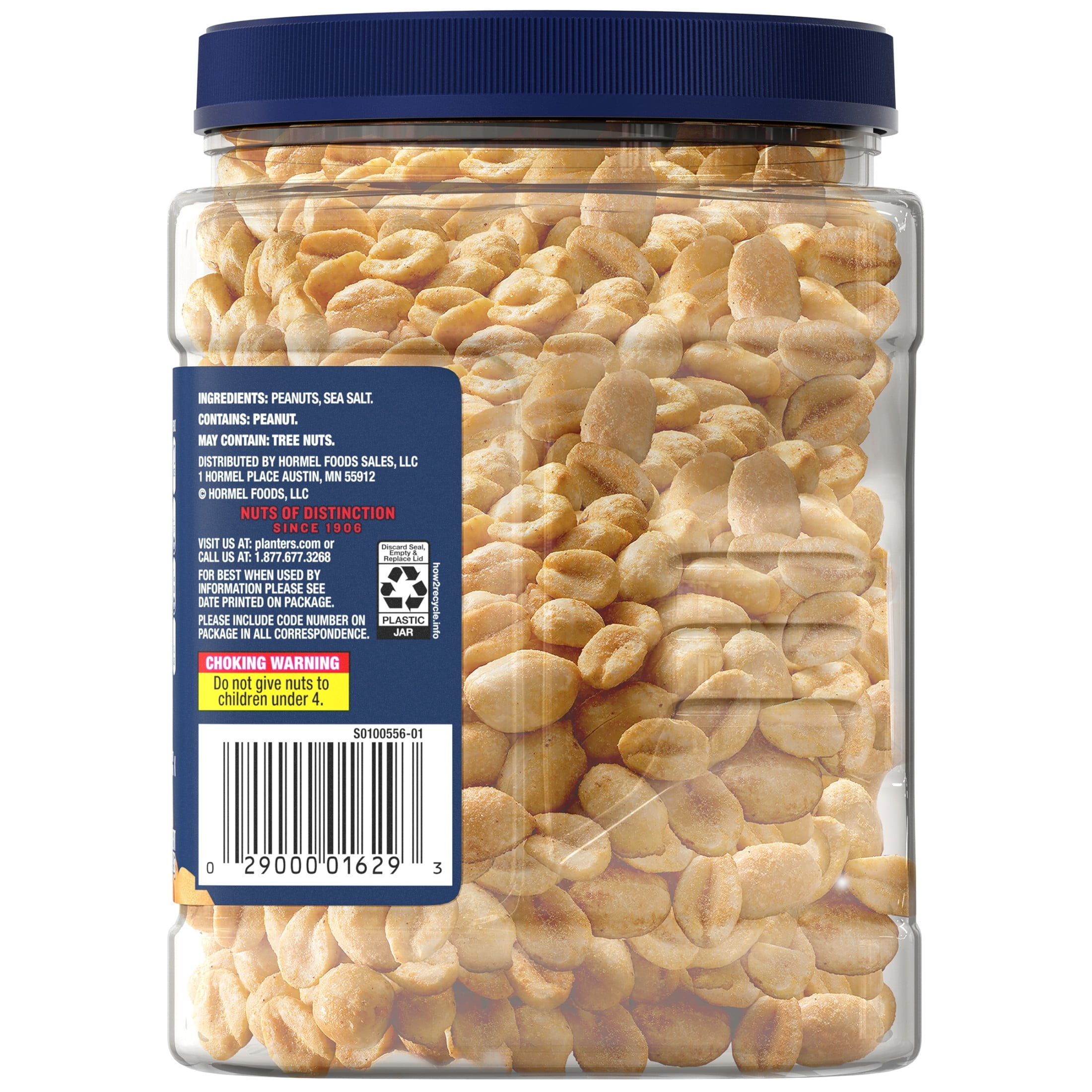 (6 pack) PLANTERS Lightly Salted Dry Roasted Peanuts, Party Snacks, Plant Based Protein, 2.16 lb Canister