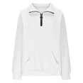 thumbnail image 6 of idosla Women's Quilted Sweatshirts Zipper Neck Long Sleeve Textured Solid Casual Loose Fashion Fall Pullover Tops (White, M), 6 of 8