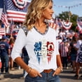 thumbnail image 4 of Fabrcox S-5XL 1776-2026 250 Anniversary USA T Shirt Flag Print 3/4 Sleeve 4th of July Shirts Women Independence Day Celebration Freedom Patriotic Shirts for Women, 4 of 5
