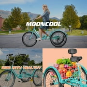 MOONCOOL Adult Tricycles, 3 Wheel Bikes for Adults, 24/26 inch 7 Speed Adult Trikes Bicycles Cruise Trike with Shopping Basket for Seniors, Women, Men