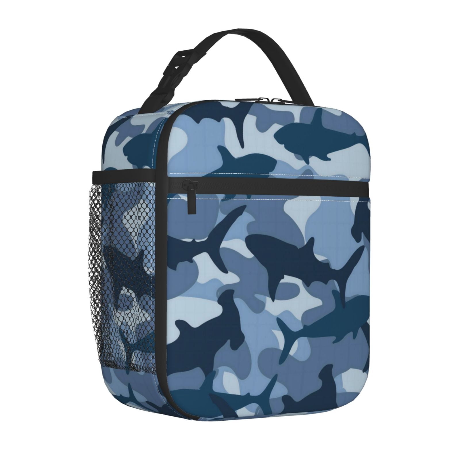 Lunch Bag For Women Men Insulated Portable Lunch Box Bento Box Office Picnic Travel Cooler Bag Camouflage-Patterned Shark