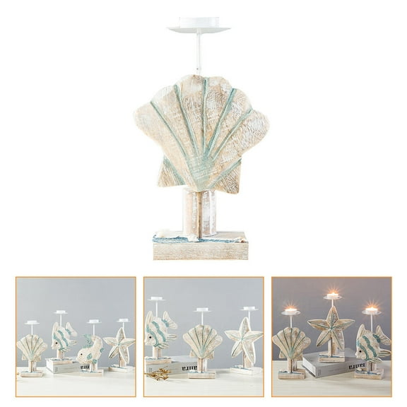 LEORX 1Pc White Wooden Candle Stand Creative Mediterranean Candleholder for Party Decor